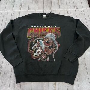 Vintage Kansas City Chiefs Crewneck 1993 Taz Looney Toons Sz XL Made in USA